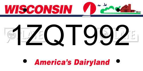 1ZQT992 Wisconsin License Plate