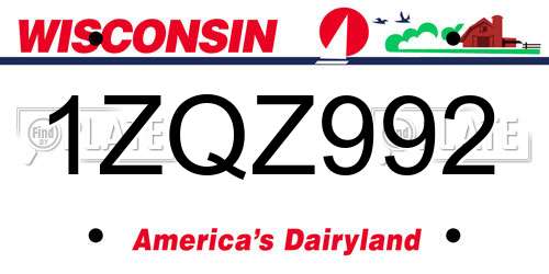 1ZQZ992 Wisconsin License Plate