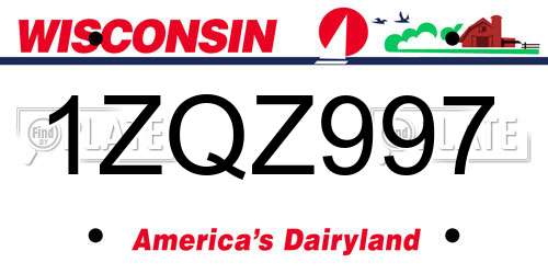 1ZQZ997 Wisconsin License Plate