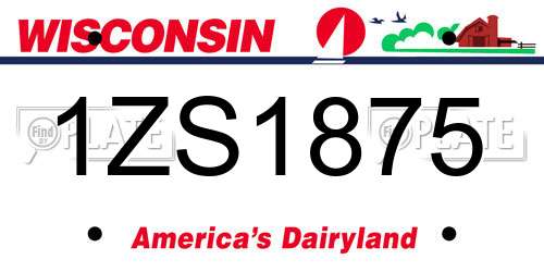 1ZS1875 Wisconsin License Plate