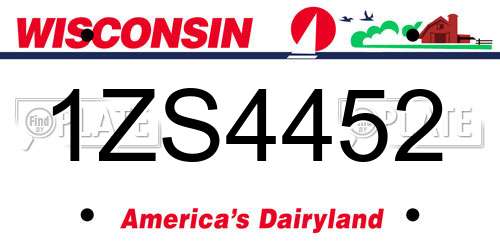 1ZS4452 Wisconsin License Plate