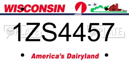 1ZS4457 Wisconsin License Plate