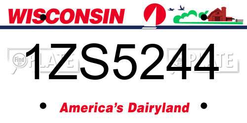 1ZS5244 Wisconsin License Plate