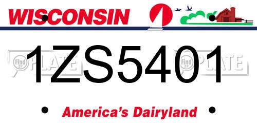 1ZS5401 Wisconsin License Plate
