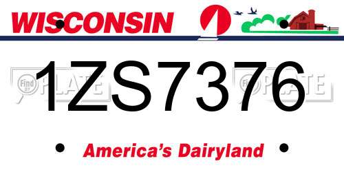 1ZS7376 Wisconsin License Plate