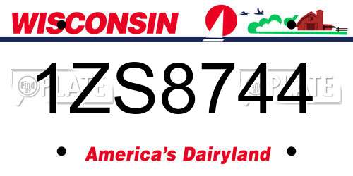 1ZS8744 Wisconsin License Plate