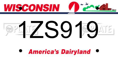 1ZS919 Wisconsin License Plate