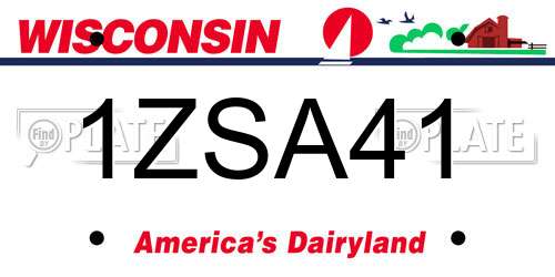 1ZSA41 Wisconsin License Plate