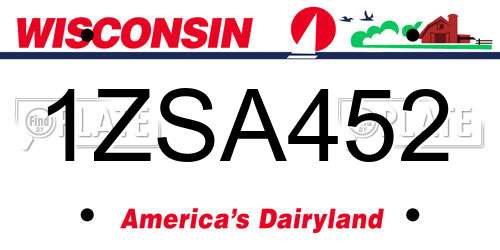 1ZSA452 Wisconsin License Plate