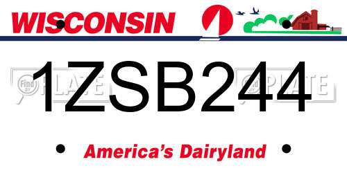1ZSB244 Wisconsin License Plate