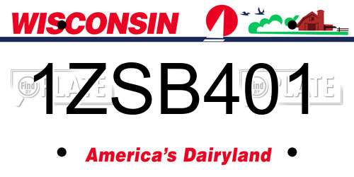 1ZSB401 Wisconsin License Plate