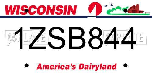 1ZSB844 Wisconsin License Plate