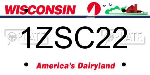 1ZSC22 Wisconsin License Plate