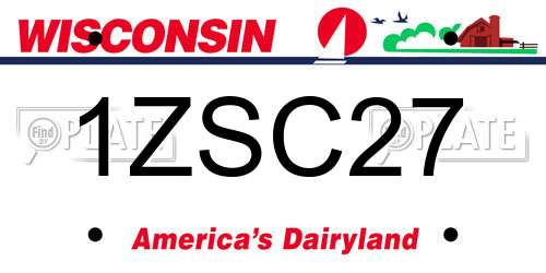 1ZSC27 Wisconsin License Plate