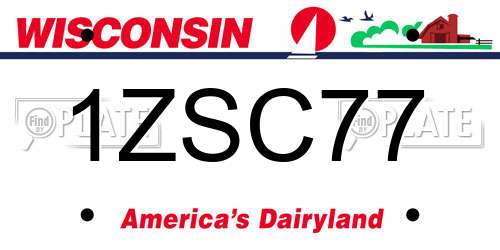 1ZSC77 Wisconsin License Plate