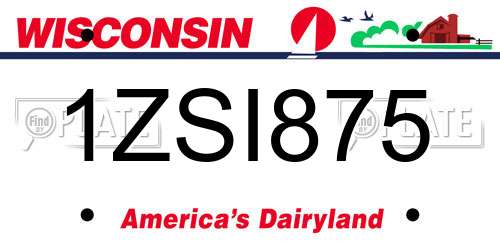 1ZSI875 Wisconsin License Plate