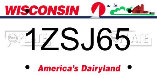 1ZSJ65 Wisconsin License Plate