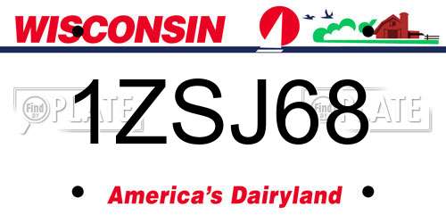1ZSJ68 Wisconsin License Plate