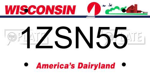 1ZSN55 Wisconsin License Plate
