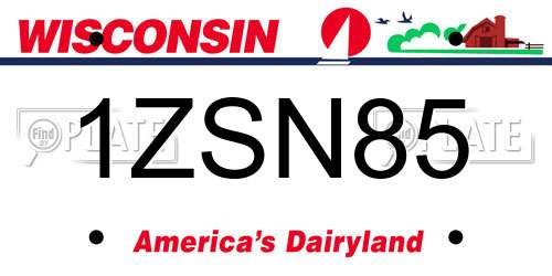 1ZSN85 Wisconsin License Plate