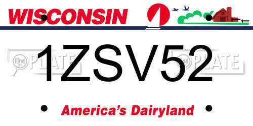 1ZSV52 Wisconsin License Plate