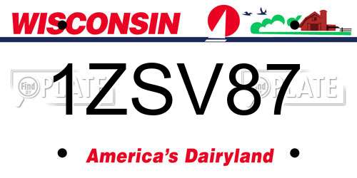 1ZSV87 Wisconsin License Plate
