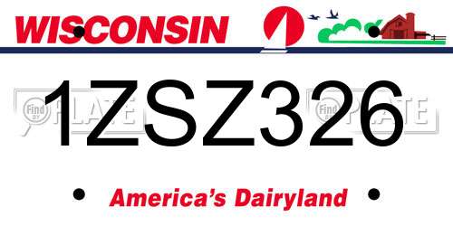 1ZSZ326 Wisconsin License Plate