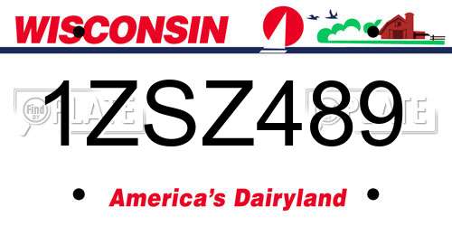1ZSZ489 Wisconsin License Plate