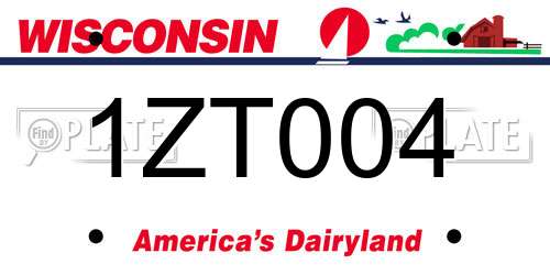 1ZT004 Wisconsin License Plate