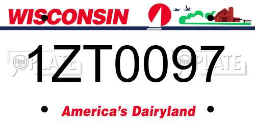1ZT0097 Wisconsin License Plate