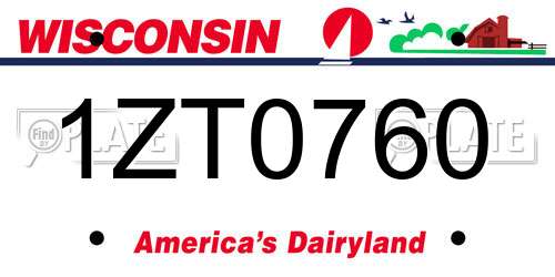 1ZT0760 Wisconsin License Plate