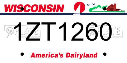 1ZT1260 Wisconsin License Plate