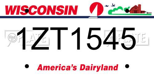 1ZT1545 Wisconsin License Plate