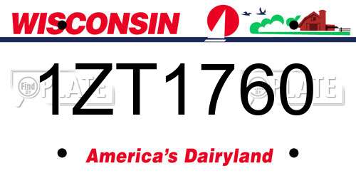 1ZT1760 Wisconsin License Plate