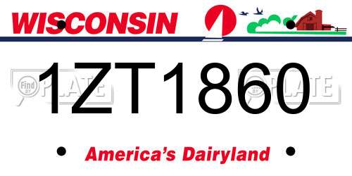1ZT1860 Wisconsin License Plate