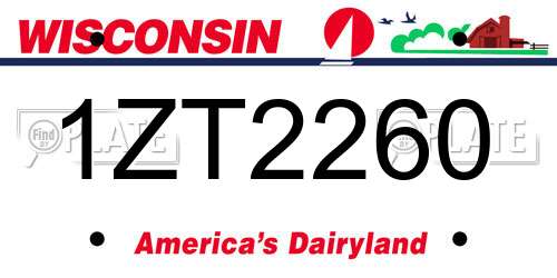 1ZT2260 Wisconsin License Plate