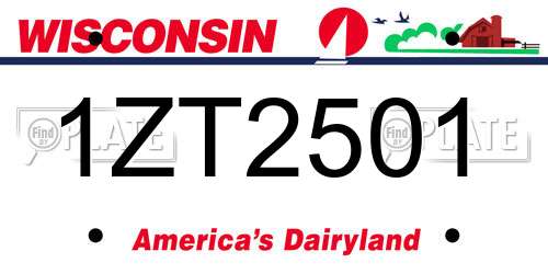 1ZT2501 Wisconsin License Plate