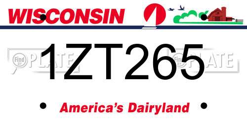 1ZT265 Wisconsin License Plate