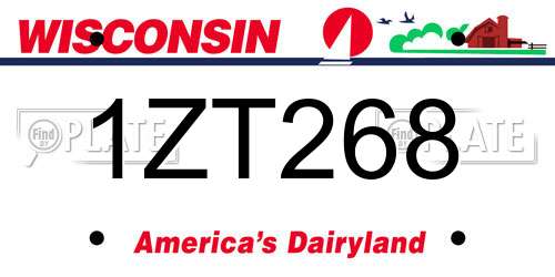 1ZT268 Wisconsin License Plate