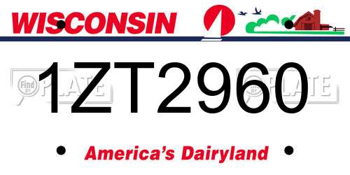 1ZT2960 Wisconsin License Plate