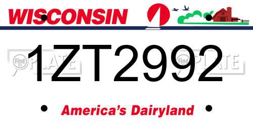 1ZT2992 Wisconsin License Plate