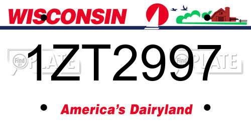1ZT2997 Wisconsin License Plate