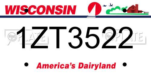 1ZT3522 Wisconsin License Plate