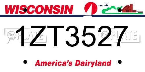 1ZT3527 Wisconsin License Plate