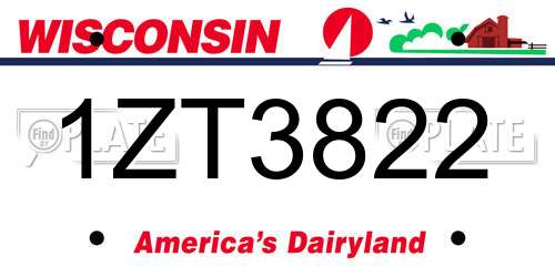 1ZT3822 Wisconsin License Plate