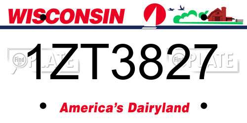 1ZT3827 Wisconsin License Plate