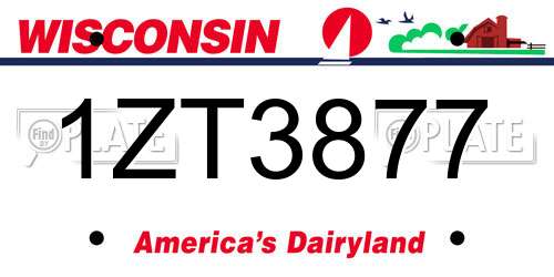 1ZT3877 Wisconsin License Plate