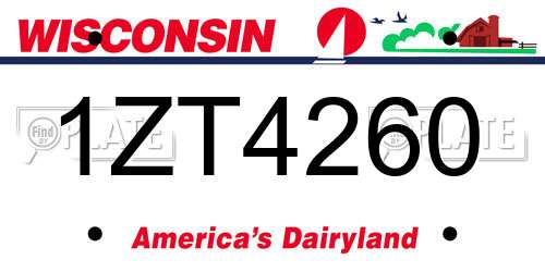 1ZT4260 Wisconsin License Plate
