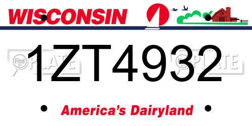 1ZT4932 Wisconsin License Plate