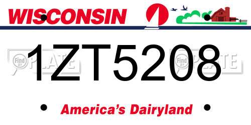 1ZT5208 Wisconsin License Plate